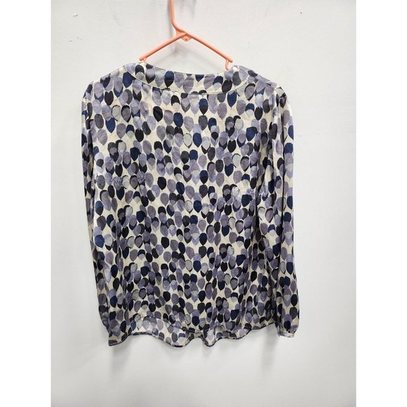 Boden Limited Edition Womens Silk Long Sleeve Blouse Size Large Black Gray Print - Picture 4 of 5